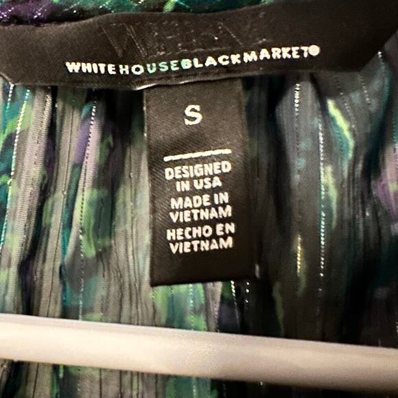 White House Black Market Women's Blouse Lurex Long Sleeve Print Blouse Size S - Picture 4 of 6